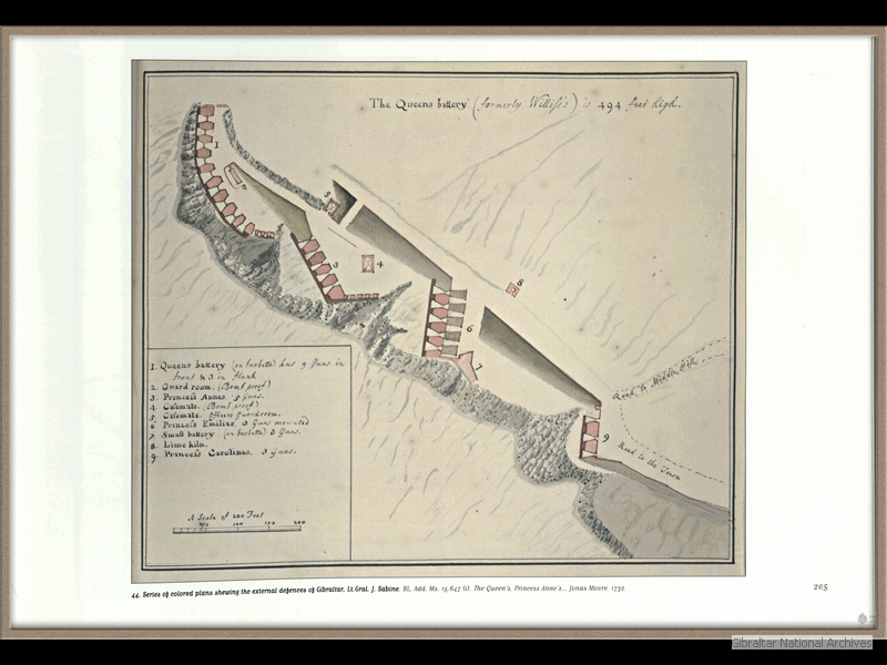 1732-Series-of-coloured-plans-shewing-the-external-defences-of-Gibraltar_Jonas-Moore