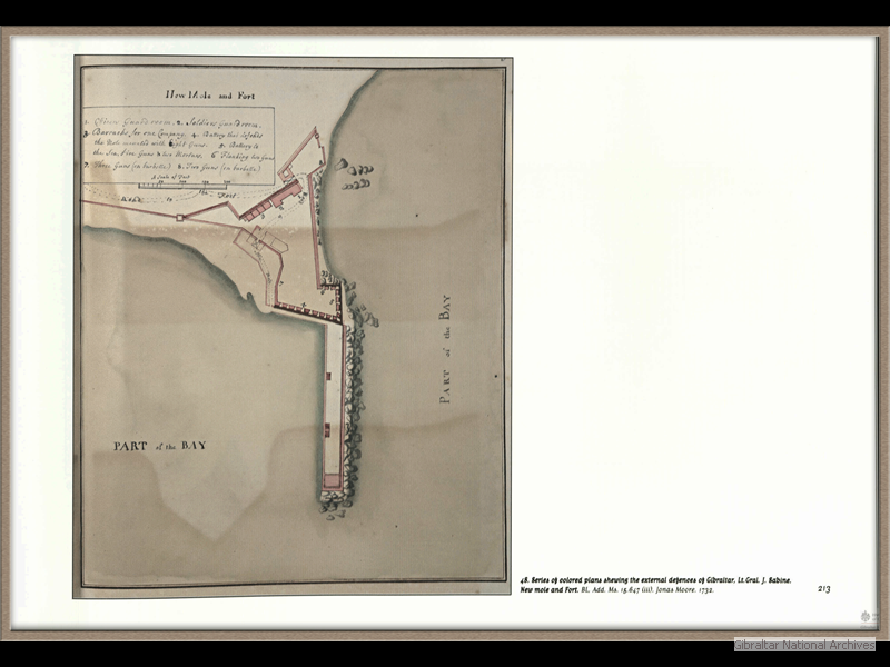 1732-Series-of-coloured-plans-shewing-the-external-defences-of-Gibraltar_Lt-Gral-J-Sabine_New-Mole-and-Fort