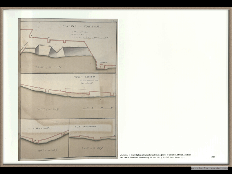 1732-Series-of-coloured-plans-shewing-the-external-defences-of-Gibraltar_Lt-Gral-J-Sabine_Sea-Linje-or-Town-Wal-Town-Battery