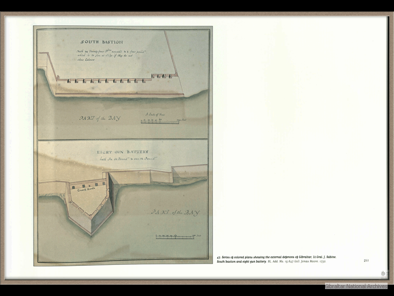 1732-Series-of-coloured-plans-shewing-the-external-defences-of-Gibraltar_Lt-Gral-J-Sabine_South-Bastion-and-eight-gun-battery