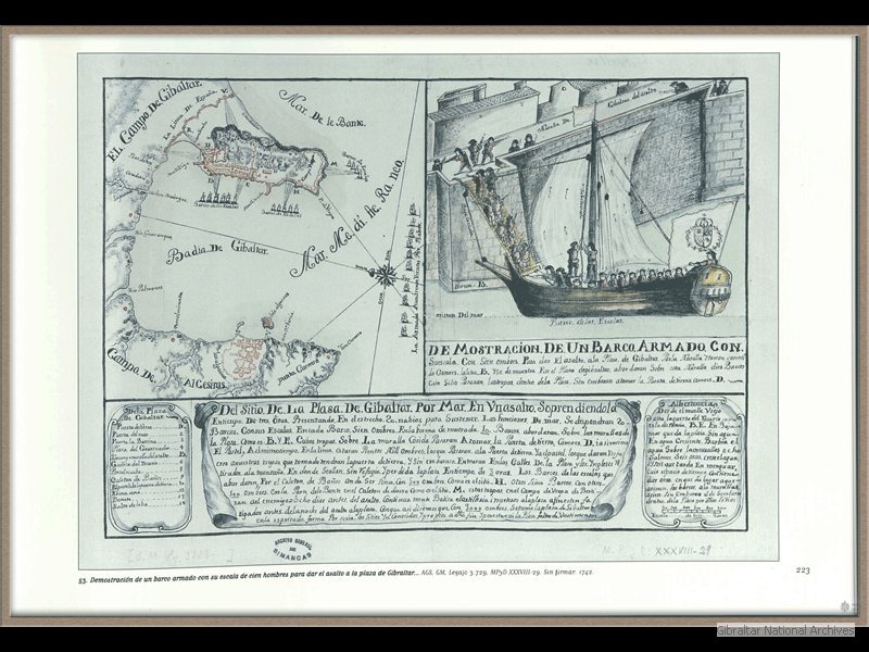 1742-Demostracion-de-un-barco-armado-con-su-escala-de-cien-hombres-para-dar-el-asalto-a-la-Plaza-de-Gibraltar